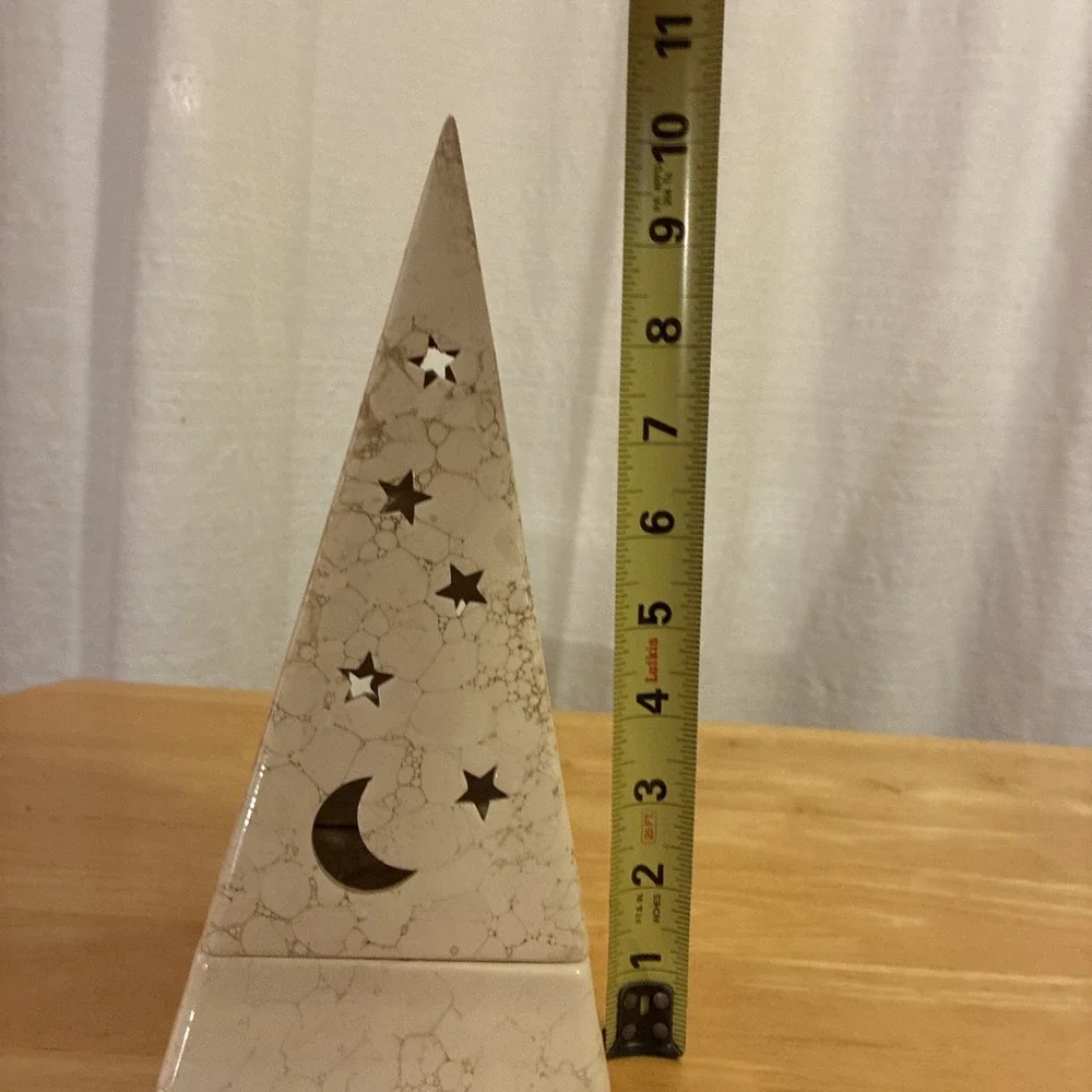 VTG Partylite Galaxy Pyramid Tea light Holder Witchy Celestial Moon And Stars